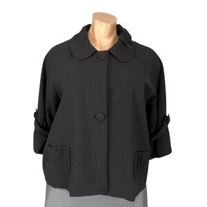 Dialogue Womens Plus Black Swing Jacket Glittery Button Front Pockeys size 2X